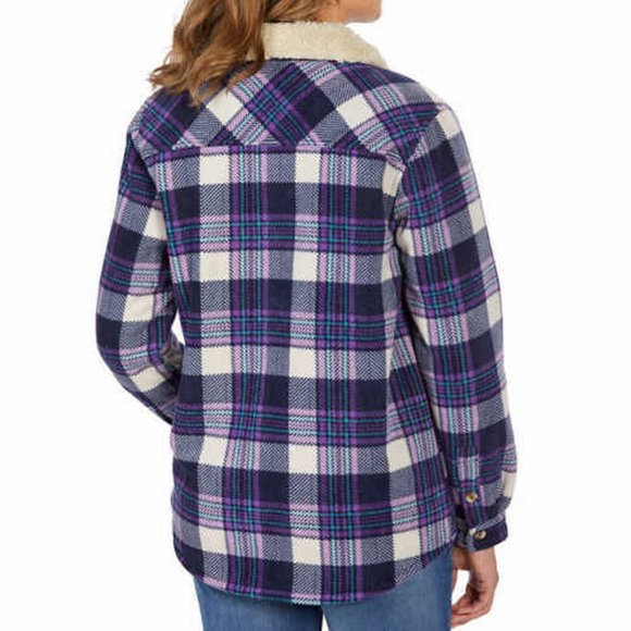 Soho Threads Ladies' Plush Shirt Jacket Top BLUE - Picture 2 of 9